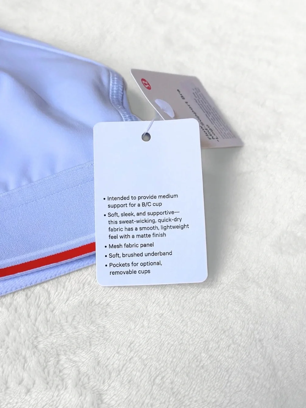 NWT Lululemon Flow Y Mid-Support Bra *Logo B/C Cup – Serene Blue – Size 6